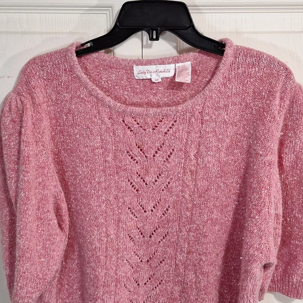 Vintage Lady De Rotchild silk/angora blend - 40 / L - heathered pink